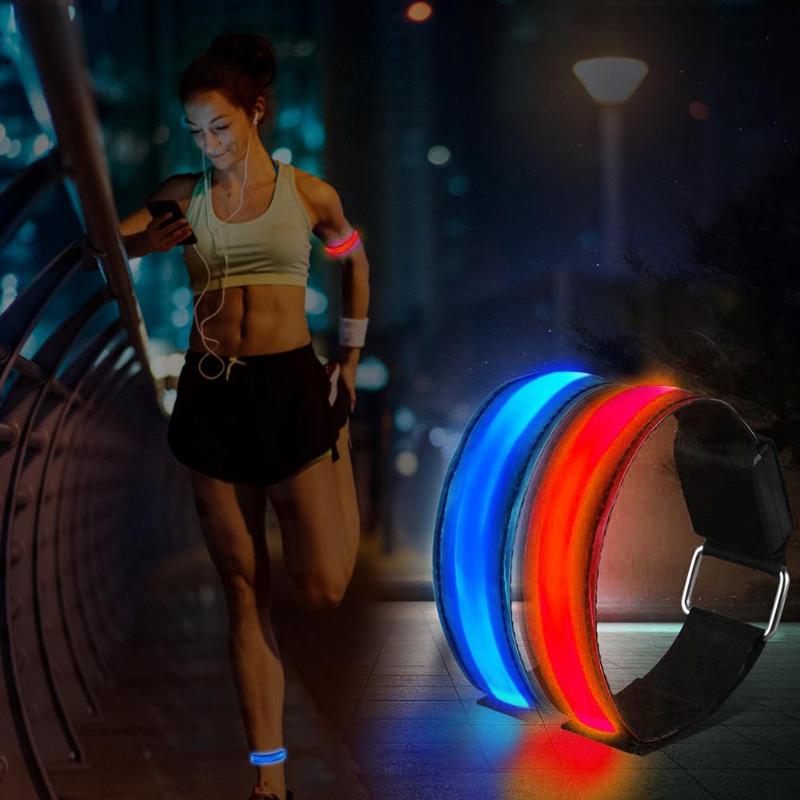 4pcs/lot Durable Nylon Armbands Classic Delicate Texture Solid Night Safety Reflective LED Luminous Glowing Wristband-ebowsos