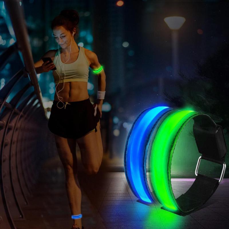 4pcs/lot Durable Nylon Armbands Classic Delicate Texture Solid Night Safety Reflective LED Luminous Glowing Wristband-ebowsos