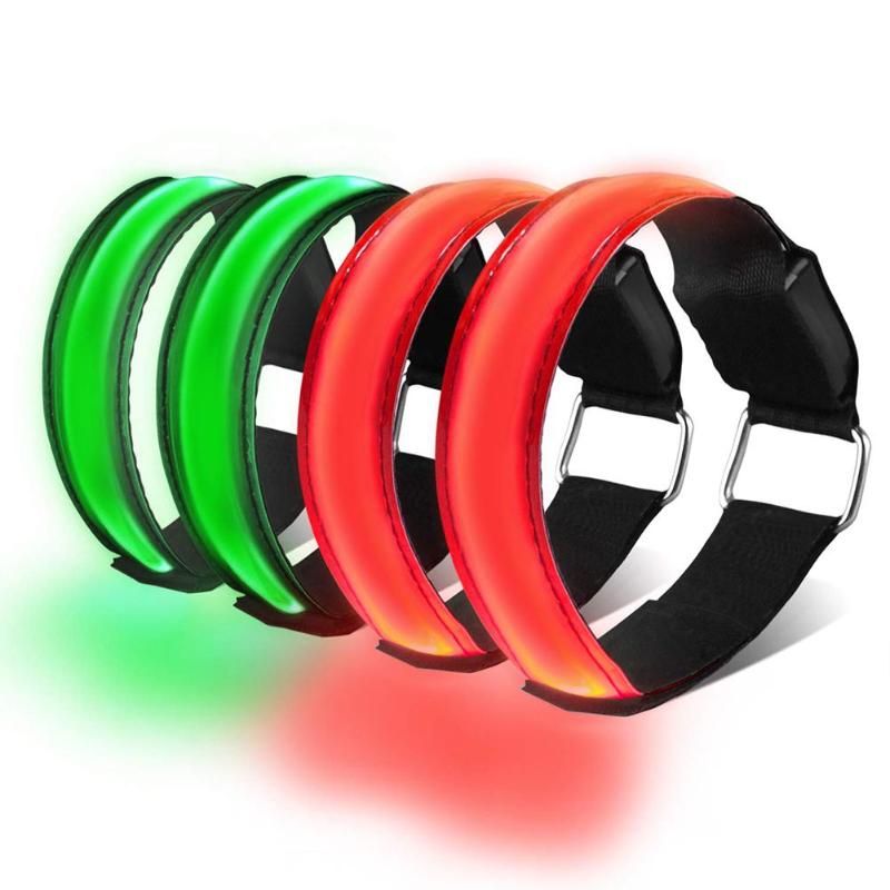 4pcs/lot Durable Nylon Armbands Classic Delicate Texture Solid Night Safety Reflective LED Luminous Glowing Wristband-ebowsos