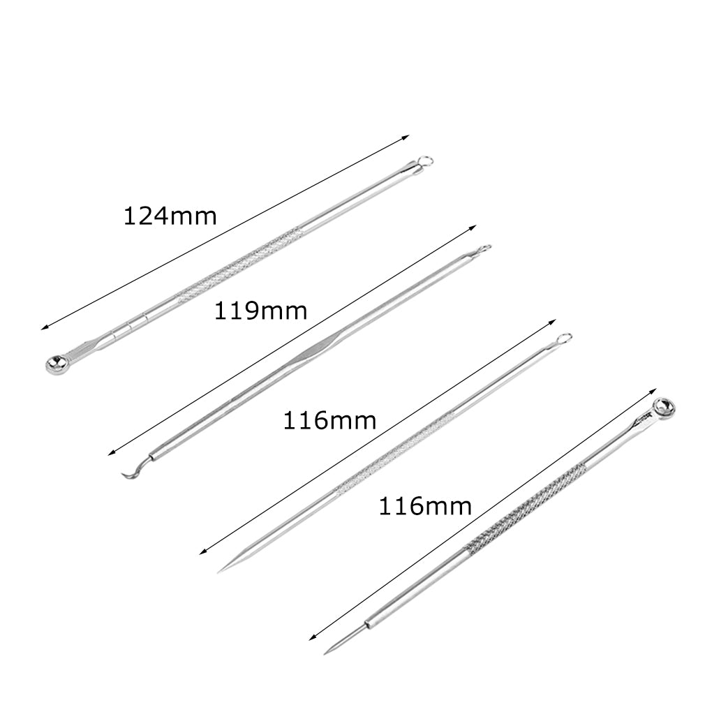 4pcs/set Acne Blackhead Removal Needles Stainless Steel Pimple Spot Comedone Extractor Beauty Face Pore Cleanser Skin Care Tools - ebowsos