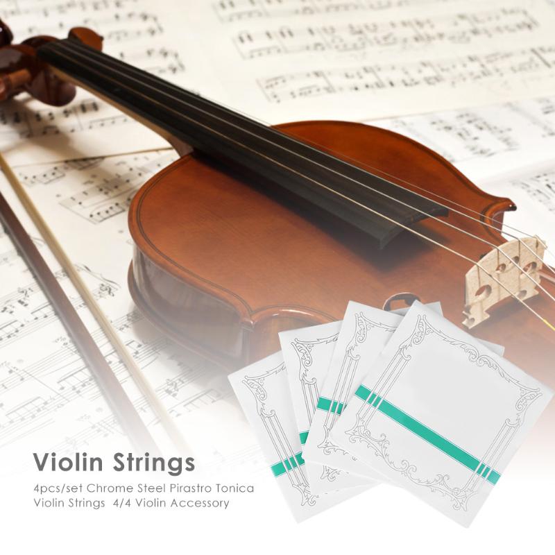 4x Chrome Steel Violin Strings for 4/4 Violin Stringed Musical Instrument Parts Musical Instruments Accessories-ebowsos