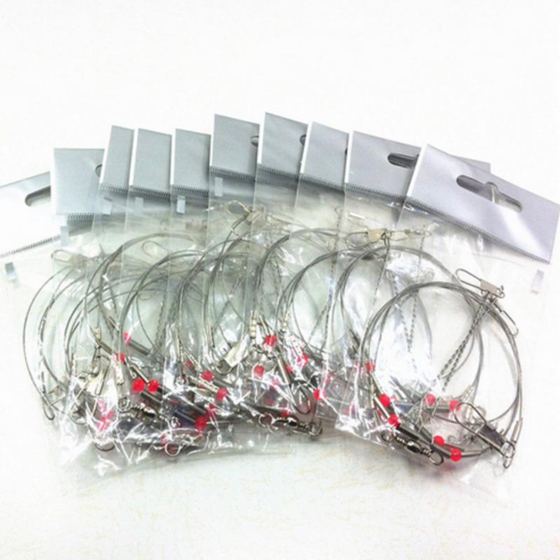 5/10PCS Stainless Steel 2 Drop Arm Fishing Wire Leader Arms With Rigs Swivels Snap-ebowsos