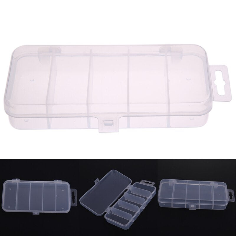 5 Grids Transparent Portable Organizer Storage Box Plastic Jewelry Ring Earrings Box Case Rectangle 5 Compartment Storage Box-ebowsos