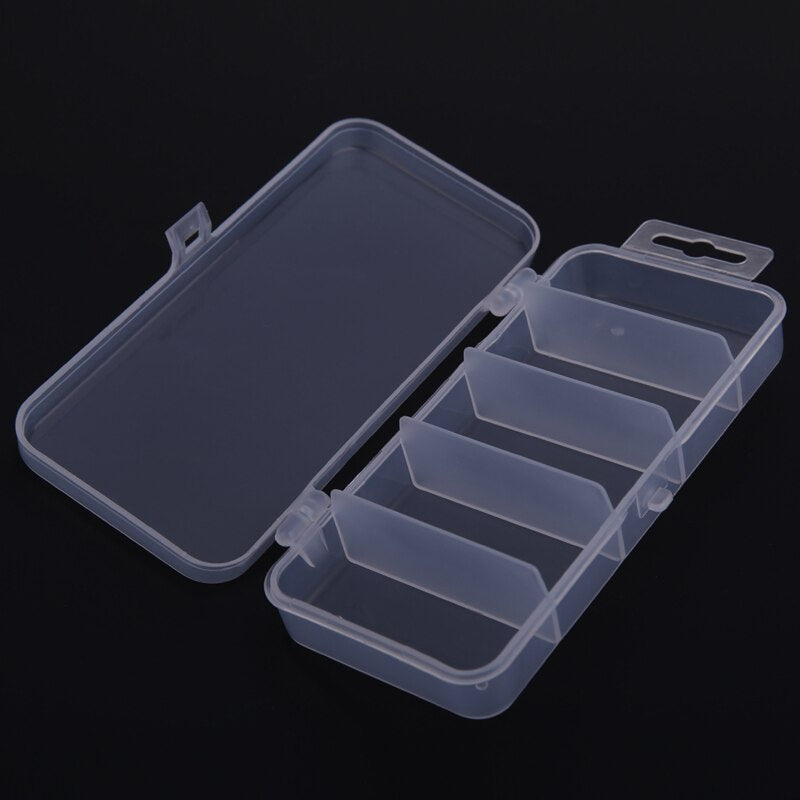 5 Grids Transparent Portable Organizer Storage Box Plastic Jewelry Ring Earrings Box Case Rectangle 5 Compartment Storage Box-ebowsos