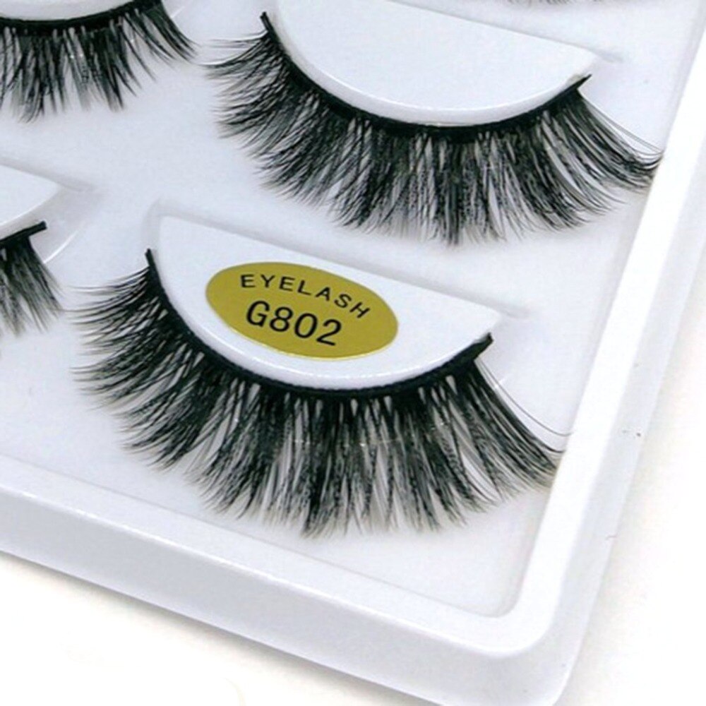 5 Pairs/Set 3D Eye Lashes Reusable False Eyelashes Thick Extension Hand Made Craft Fake Eye Lashes for Women - ebowsos