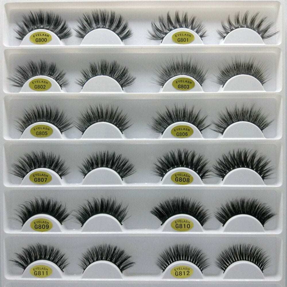 5 Pairs/Set 3D Eye Lashes Reusable False Eyelashes Thick Extension Hand Made Craft Fake Eye Lashes for Women - ebowsos