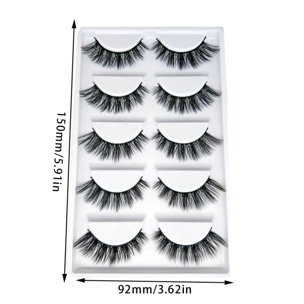 5 Pairs/Set 3D Eye Lashes Reusable False Eyelashes Thick Extension Hand Made Craft Fake Eye Lashes for Women - ebowsos