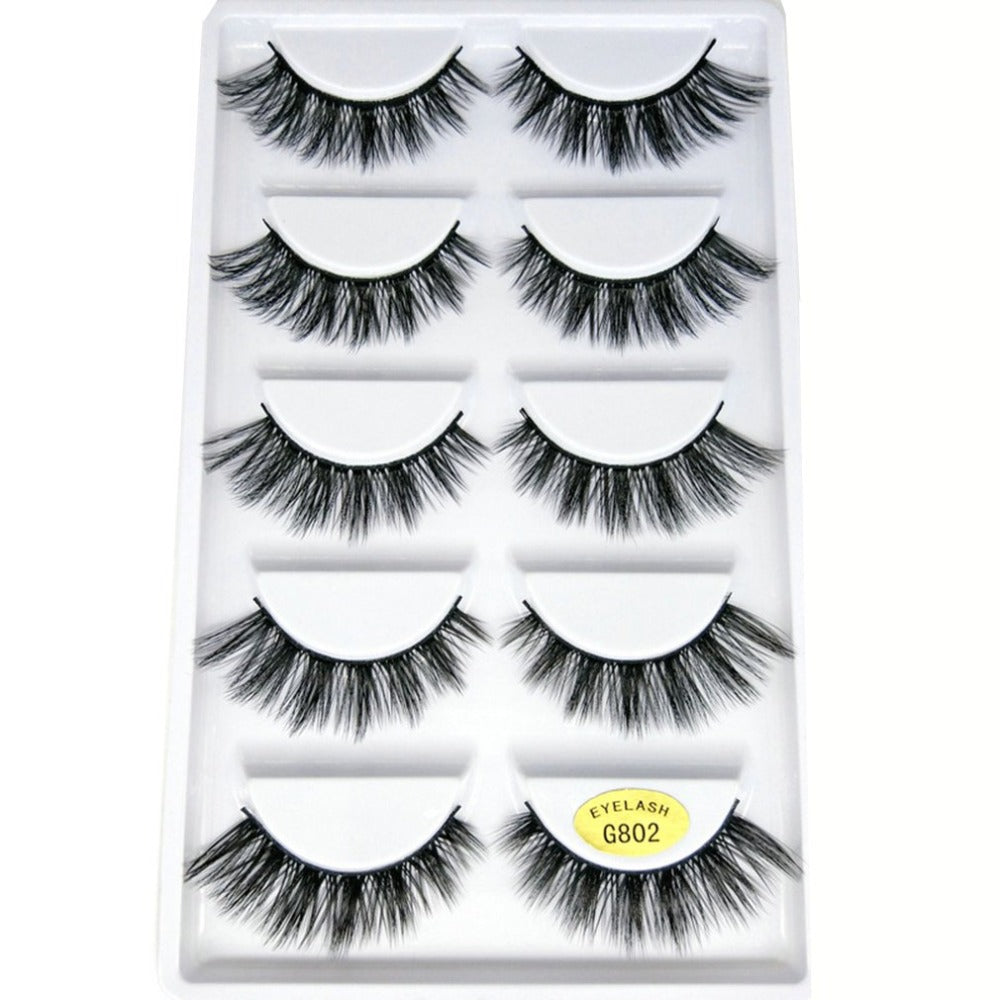 5 Pairs/Set 3D Eye Lashes Reusable False Eyelashes Thick Extension Hand Made Craft Fake Eye Lashes for Women - ebowsos