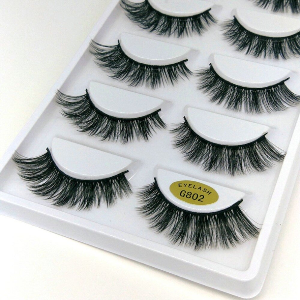 5 Pairs/Set 3D Eye Lashes Reusable False Eyelashes Thick Extension Hand Made Craft Fake Eye Lashes for Women - ebowsos