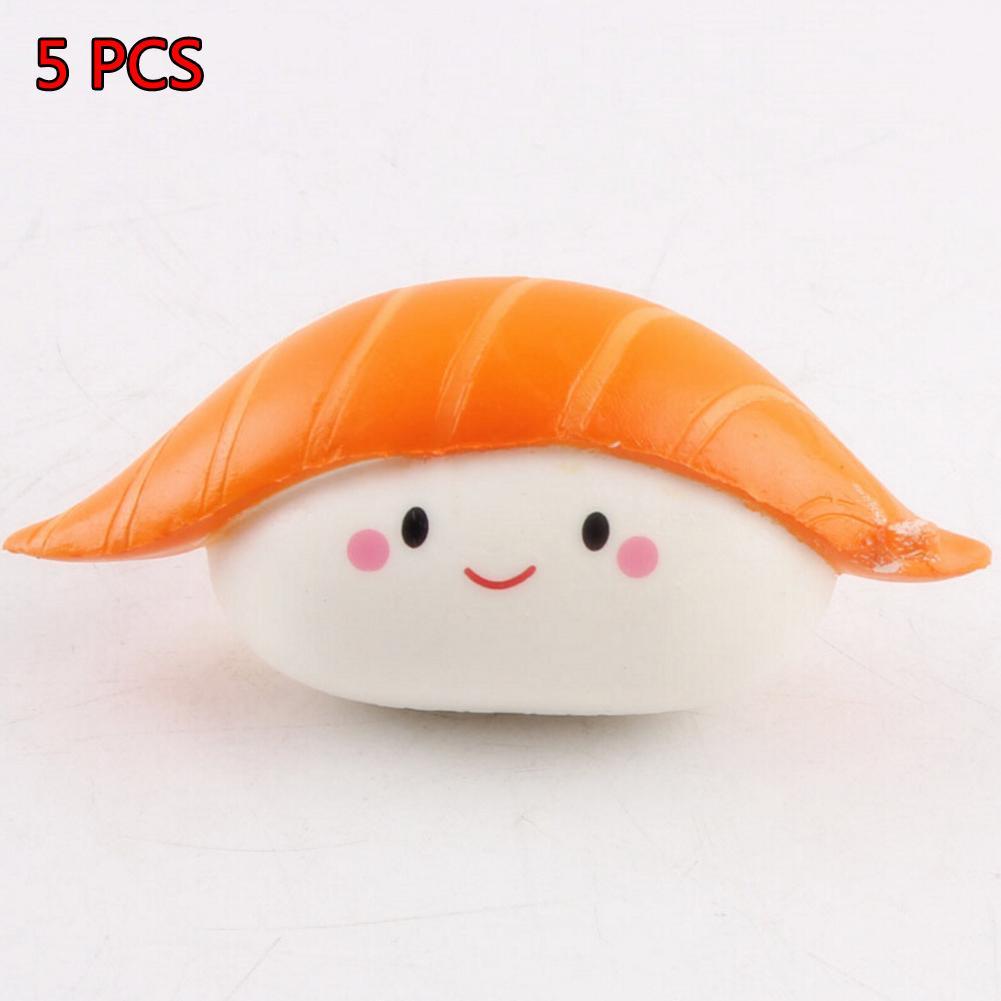 5 Pcs Squishy Salmon Sushi Stress Relief Super Cute Phone Strap Slow Rising Squeeze Toy Mini Decor Dropshipping-ebowsos