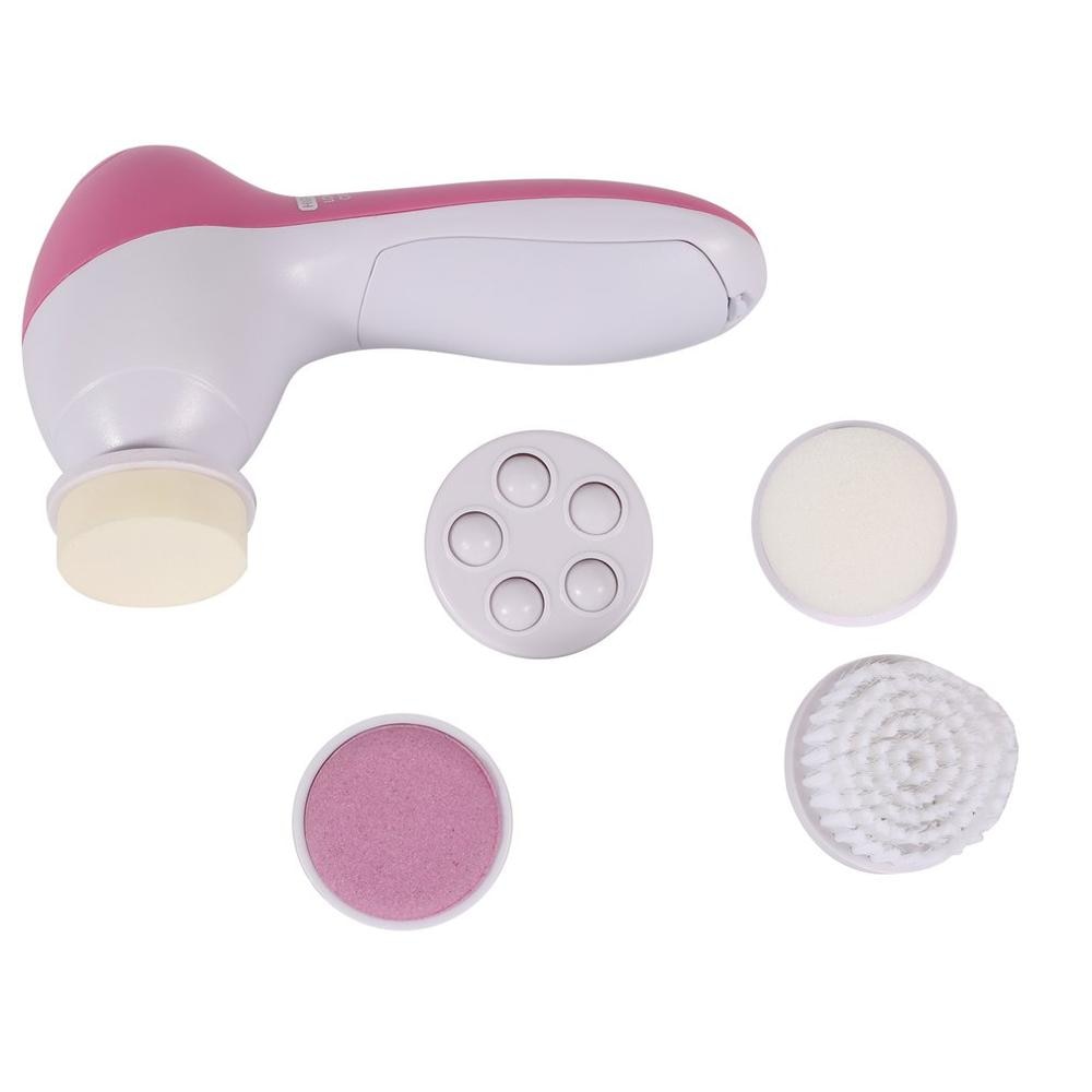 5 in 1 Electric Wash Face Machine Facial Pore Cleaner Body Cleansing Massage Mini Skin Beauty Massager Brush - ebowsos