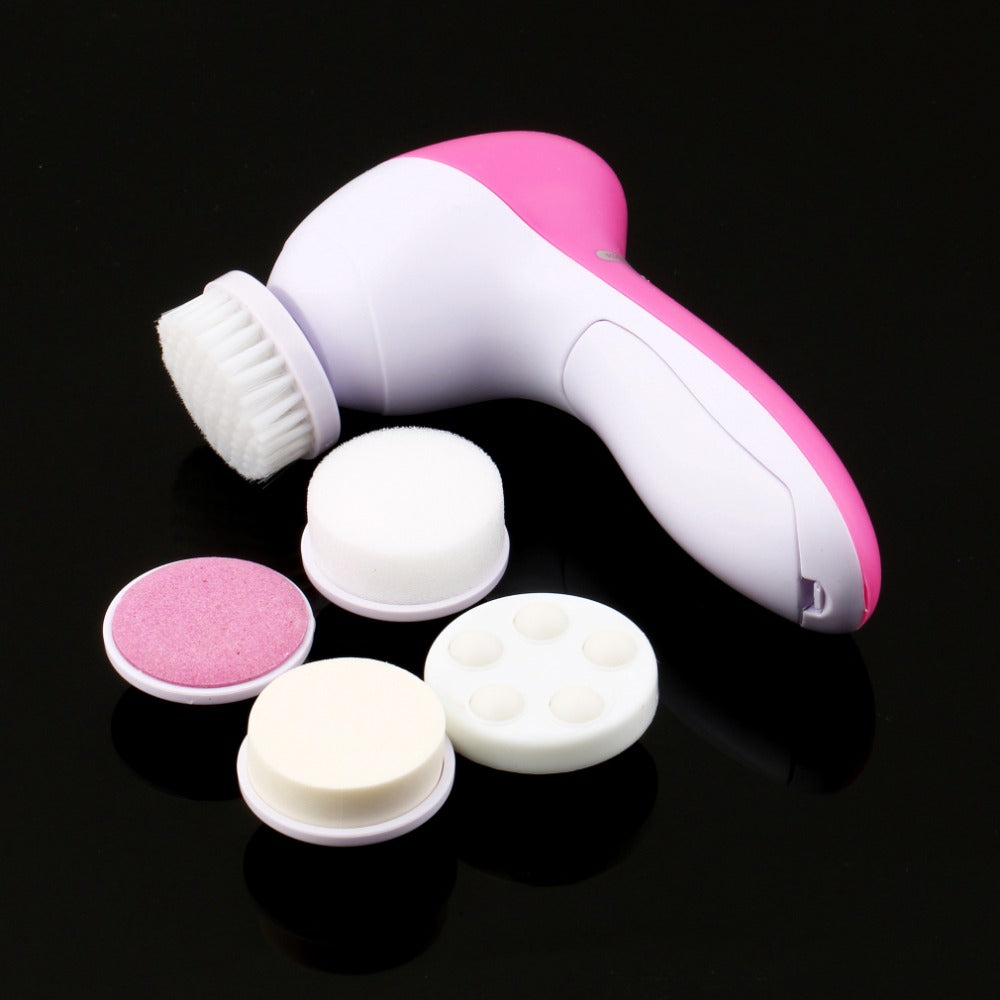 5 in 1 Electric Wash Face Machine Facial Pore Cleaner Body Cleansing Massage Mini Skin Beauty Massager Brush women clean brushes - ebowsos