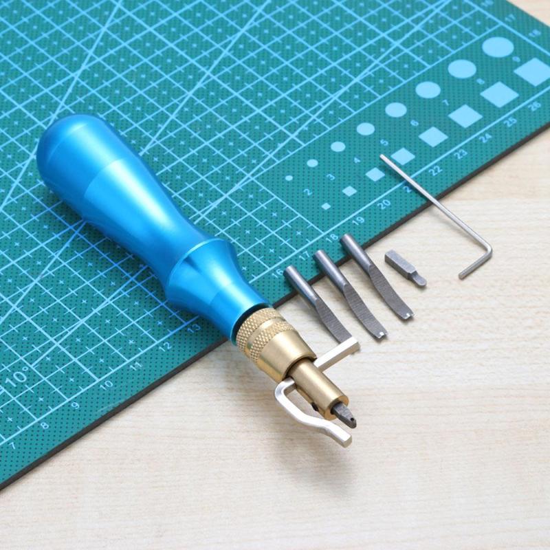 5 in 1 Metal DIY Leathercraft Adjustable Stitching Groover Leather Tools - ebowsos