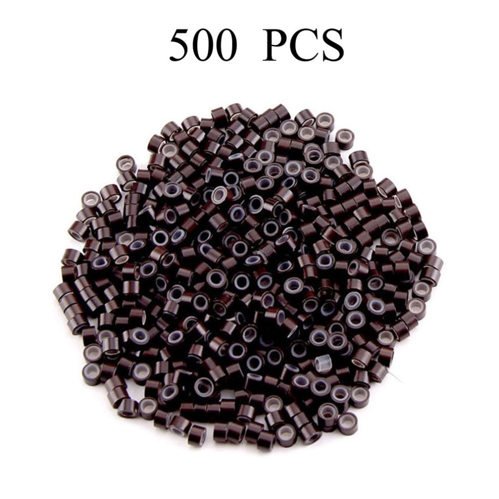 500 Pcs 5mm Hair Silicone Micro Ring Silicone Lined Micro Rings Links Beads for Feather and Human Hair Extensions - ebowsos