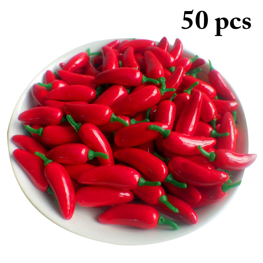 50PCS Artificial Pepper Realistic Foam Artificial Vegetable Fake Vegetable Simulation Mini Fruit And Vegetable Simulation Chili-ebowsos