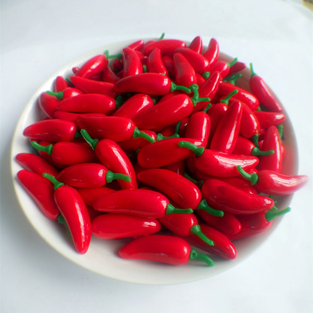 50PCS Artificial Pepper Realistic Foam Artificial Vegetable Fake Vegetable Simulation Mini Fruit And Vegetable Simulation Chili-ebowsos