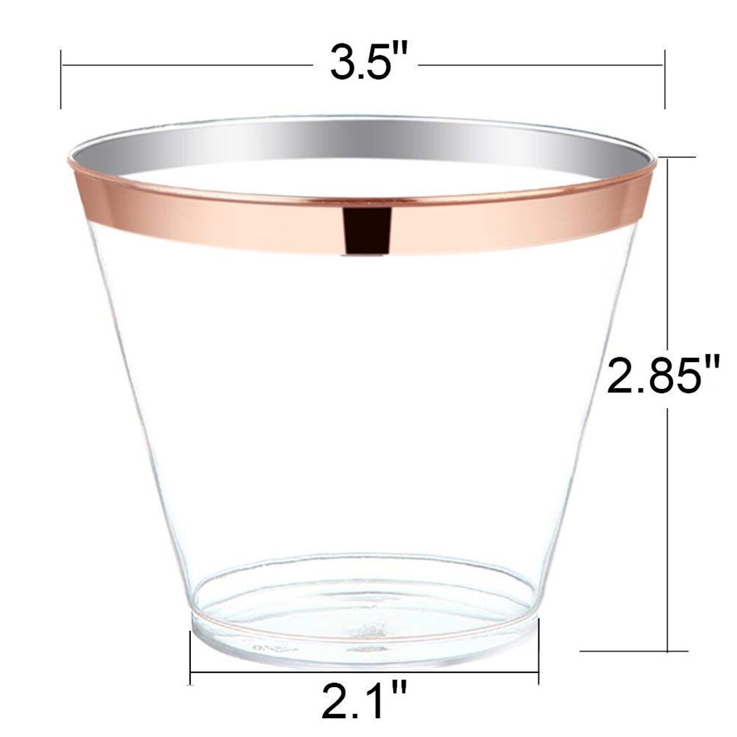 50PCS Fashion Bronzing Party Cup Disposable Multipurpose Plastic Cup With 50pcs Napkins & 1pc Tablecloth Drinking Utensils-ebowsos