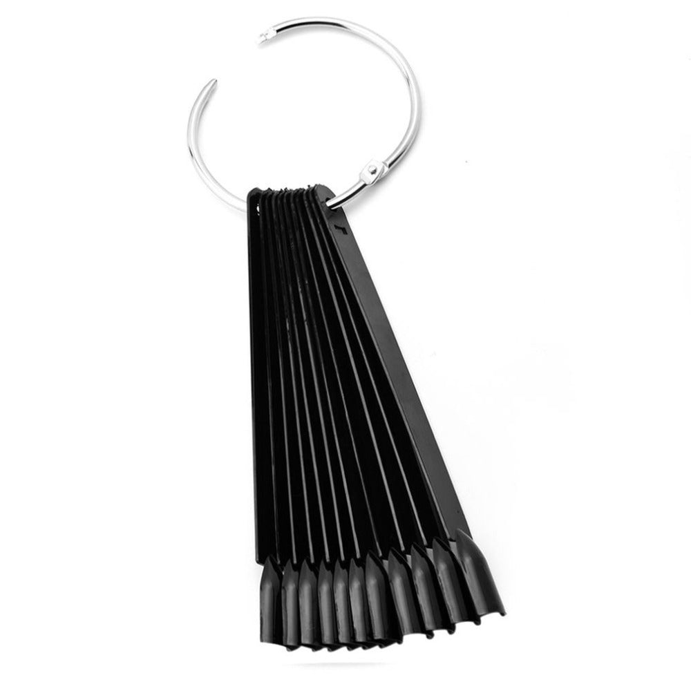 50Pcs Nail Art Display Tips Black Fan Shaped Board False Stick Practice Training Round Hoop Wheel UV Gel Polish Manicure Tools - ebowsos