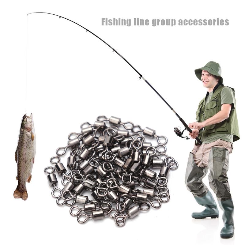 50pcs Durable Iron Fishing Rolling Swivel Zigzag Shaped Ball Bearing Solid Ring Hook Connector Angling Assembly Accessories-ebowsos