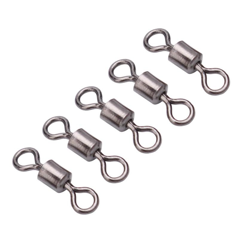 50pcs Durable Iron Fishing Rolling Swivel Zigzag Shaped Ball Bearing Solid Ring Hook Connector Angling Assembly Accessories-ebowsos