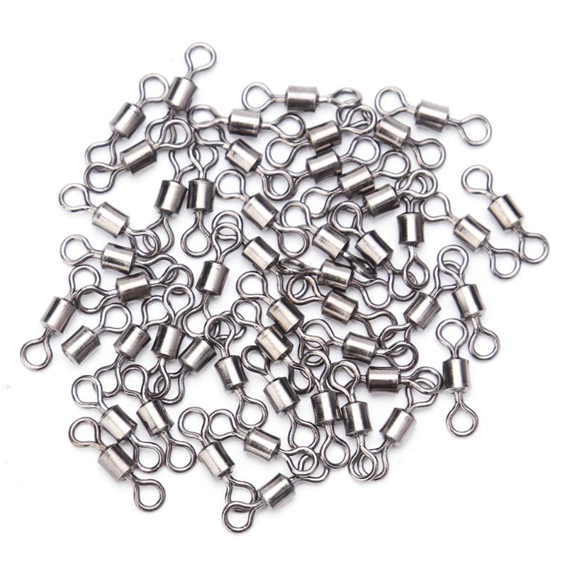 50pcs Durable Iron Fishing Rolling Swivel Zigzag Shaped Ball Bearing Solid Ring Hook Connector Angling Assembly Accessories-ebowsos