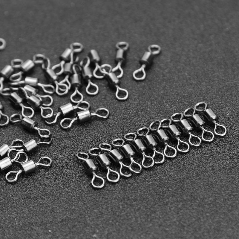 50pcs Durable Iron Fishing Rolling Swivel Zigzag Shaped Ball Bearing Solid Ring Hook Connector Angling Assembly Accessories-ebowsos