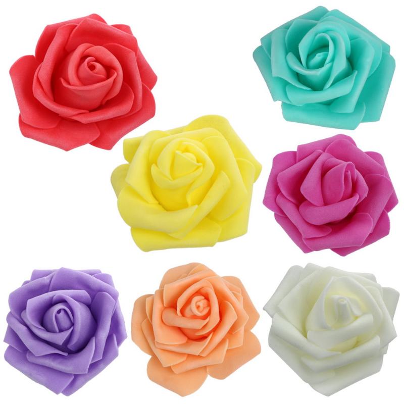 50pcs Foam Rose Flower Head Artificial Flowers Bouquet - ebowsos