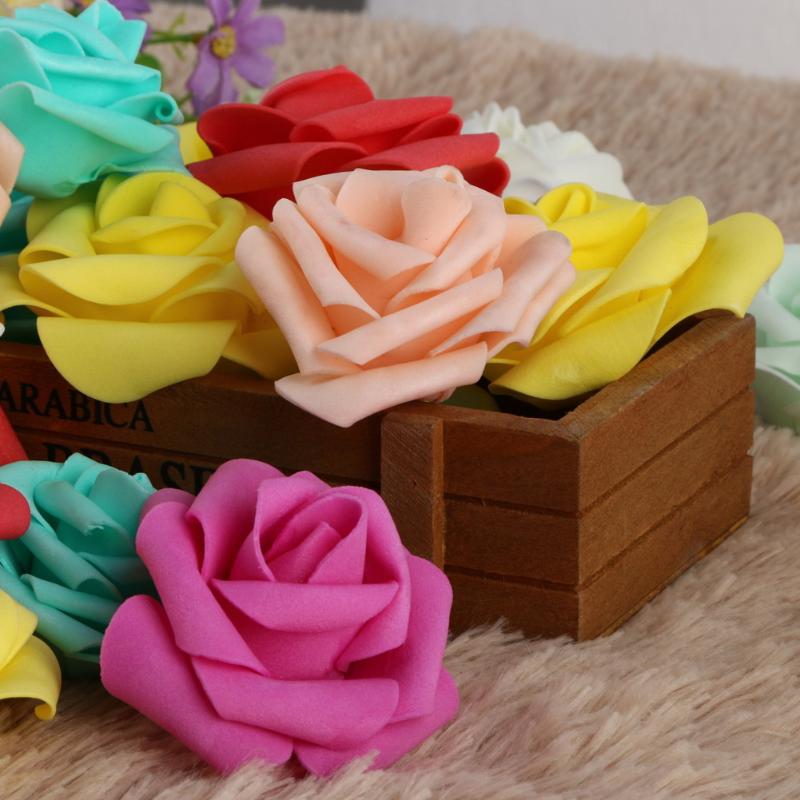 50pcs Foam Rose Flower Head Artificial Flowers Bouquet - ebowsos