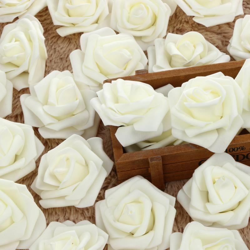 50pcs Foam Rose Flower Head Artificial Flowers Bouquet - ebowsos