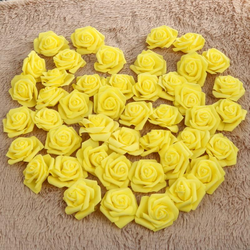 50pcs Foam Rose Flower Head Artificial Flowers Bouquet - ebowsos