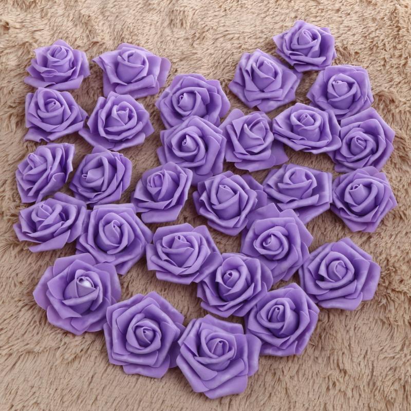 50pcs Foam Rose Flower Head Artificial Flowers Bouquet - ebowsos