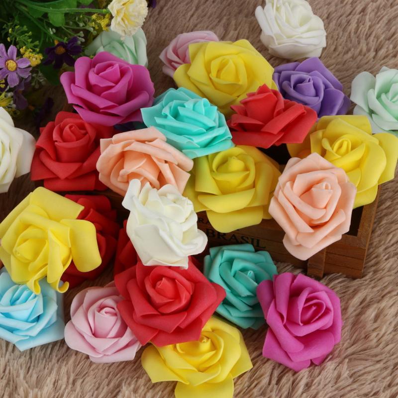 50pcs Foam Rose Flower Head Artificial Flowers Bouquet - ebowsos