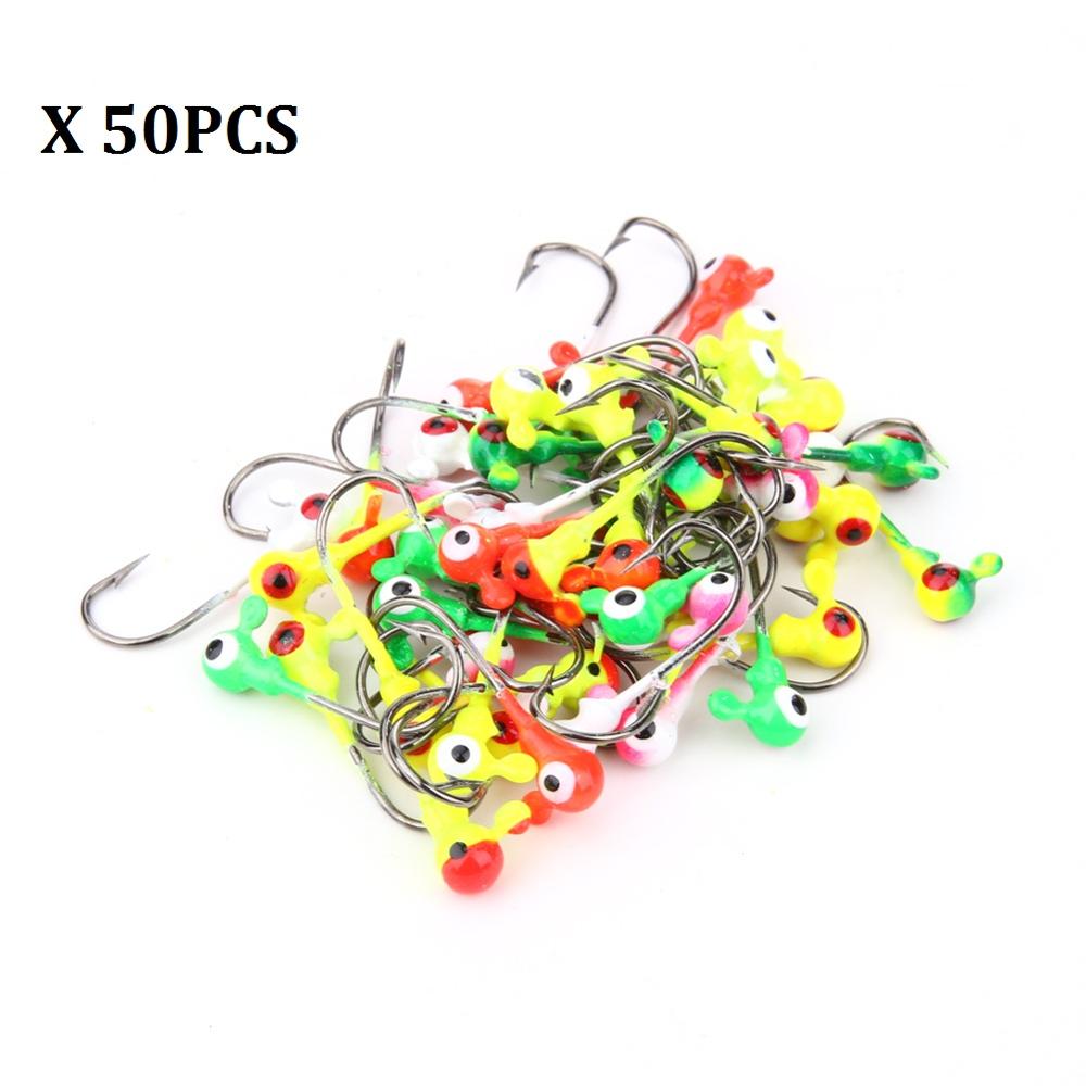 50pcs Lead Round Jigs Head Hook Fishing Lures Baits Jig Hooks Practical Fish Tackle Hooks Barbed Hooks Bait Sea Fish Kits-ebowsos