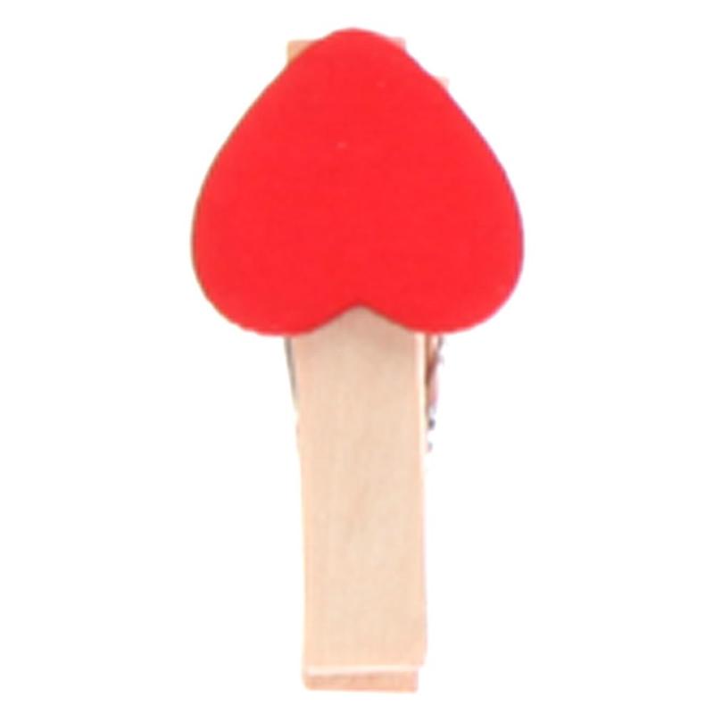 50pcs Min Love The Small Red Wooden Clip Log Photos Clip - ebowsos