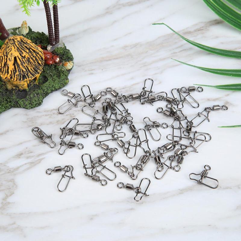 50pcs Swivels&Snap Fishing Connector Pin Clips high strength Metal jig Spoon Lure Spinner pin Lock Fishing Connector Pin Swivel-ebowsos