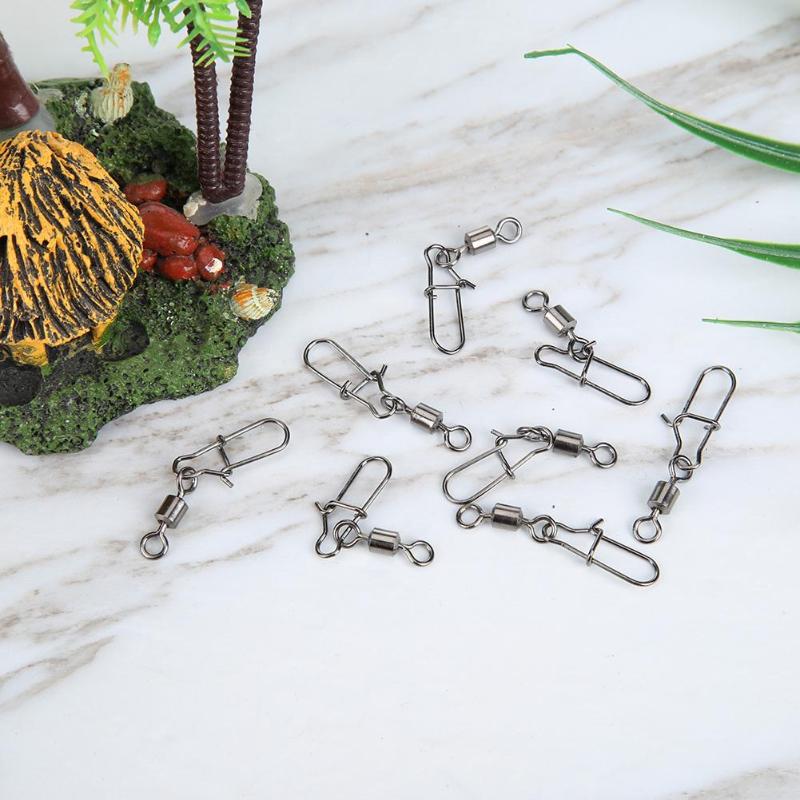 50pcs Swivels&Snap Fishing Connector Pin Clips high strength Metal jig Spoon Lure Spinner pin Lock Fishing Connector Pin Swivel-ebowsos