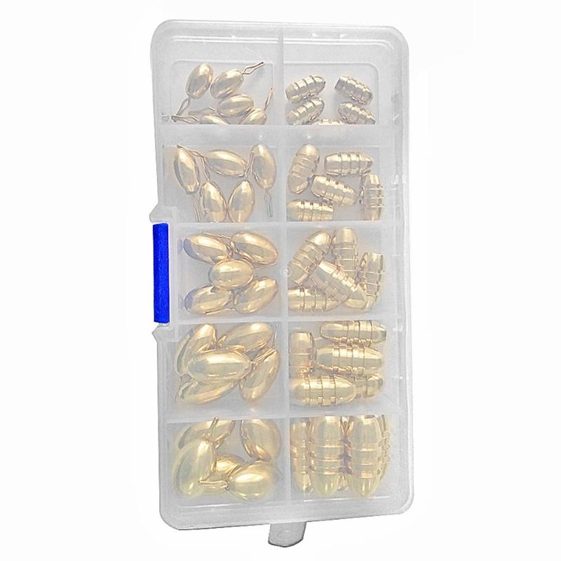 51pcs/set Thread Copper Pendant Fishing Hook Line Sinkers Fishing Lead Weight Fishing Lure Tackles Fishing Accessories-ebowsos