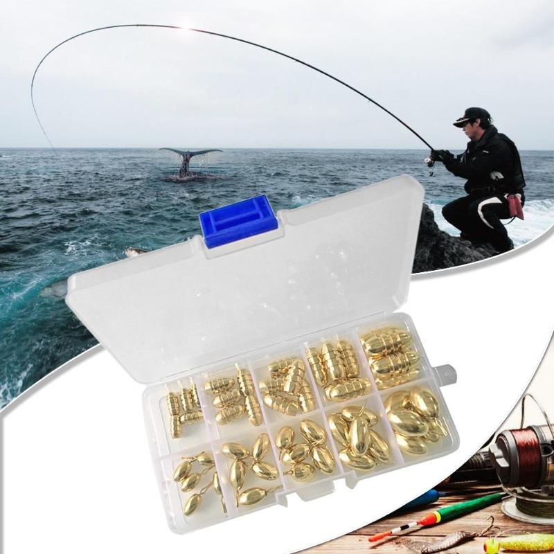 51pcs/set Thread Copper Pendant Fishing Hook Line Sinkers Fishing Lead Weight Fishing Lure Tackles Fishing Accessories-ebowsos