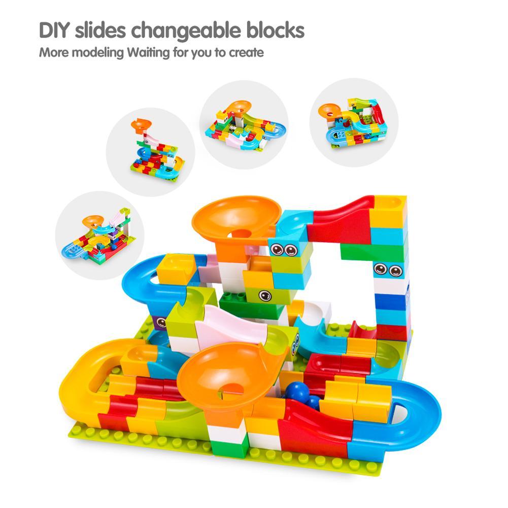 52-156Pcs Slide Block Run Maze Balls Track Building Blocks Funnel Slide Big Size Building Brick Compatible Gift For Kids-ebowsos