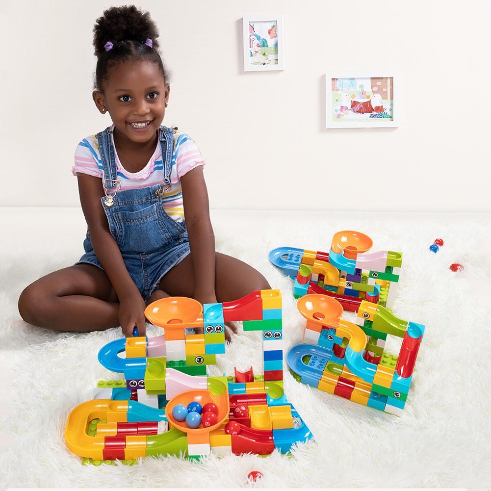 52-156Pcs Slide Block Run Maze Balls Track Building Blocks Funnel Slide Big Size Building Brick Compatible Gift For Kids-ebowsos