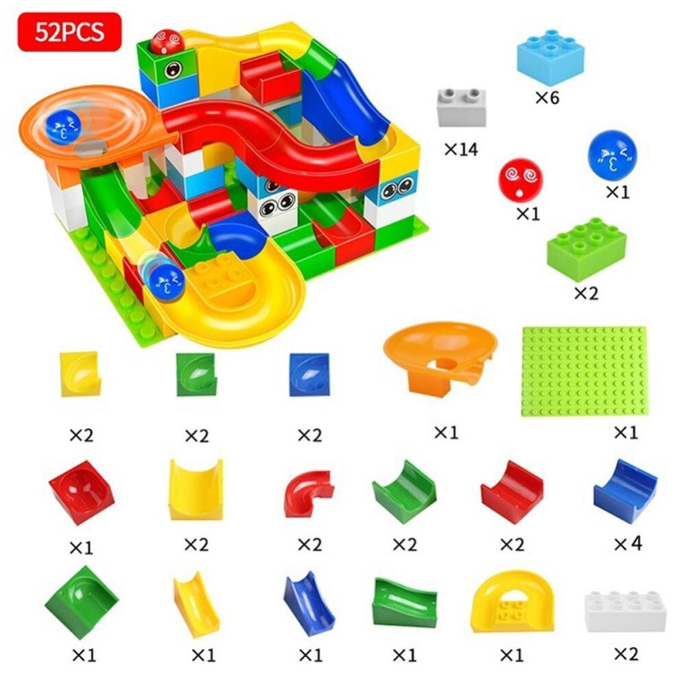 52-156Pcs Slide Block Run Maze Balls Track Building Blocks Funnel Slide Big Size Building Brick Compatible Gift For Kids-ebowsos