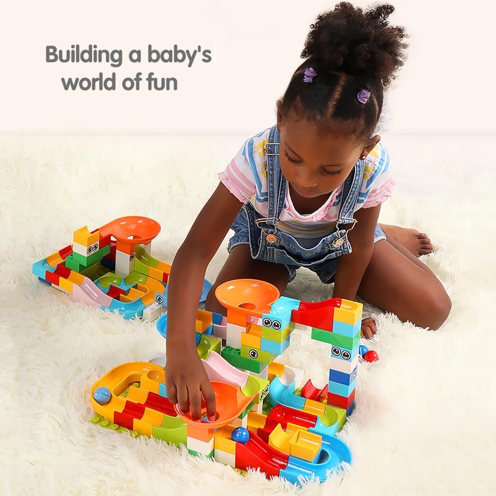 52-156Pcs Slide Block Run Maze Balls Track Building Blocks Funnel Slide Big Size Building Brick Compatible Gift For Kids-ebowsos