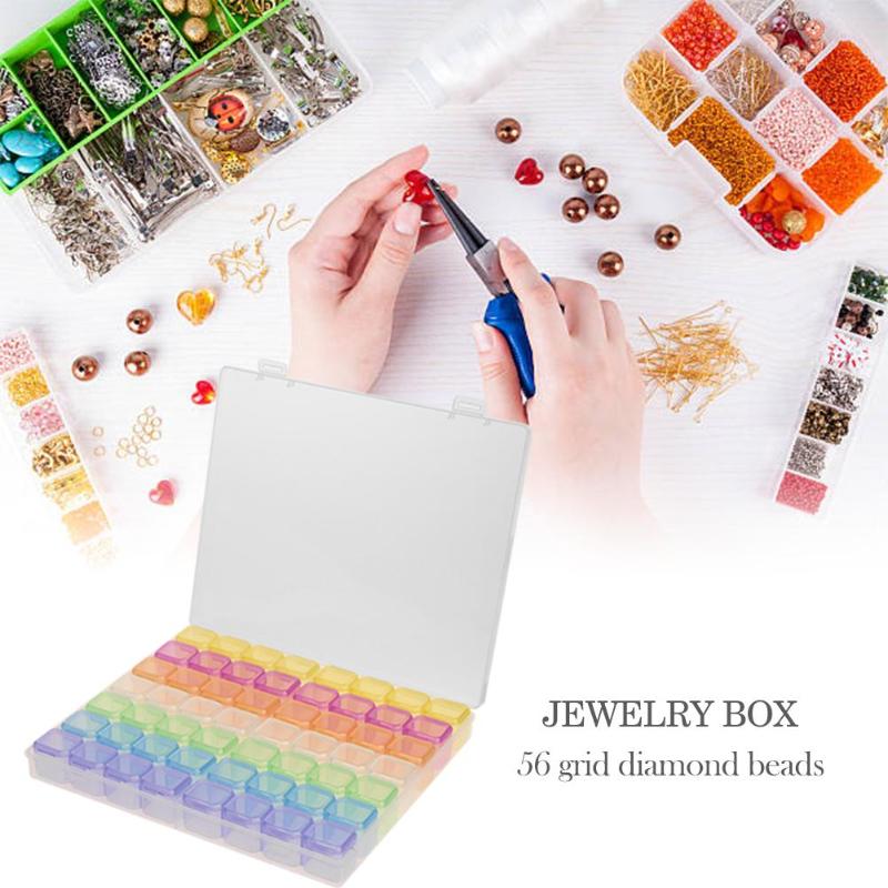 56 Grids 5D DIY Diamond Painting Drill Box Jewelry Box Rhinestone Embroidery Crystal Bead Organizer Storage Case Container new - ebowsos