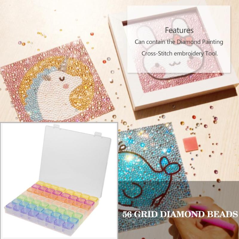 56 Grids 5D DIY Diamond Painting Drill Box Jewelry Box Rhinestone Embroidery Crystal Bead Organizer Storage Case Container new - ebowsos