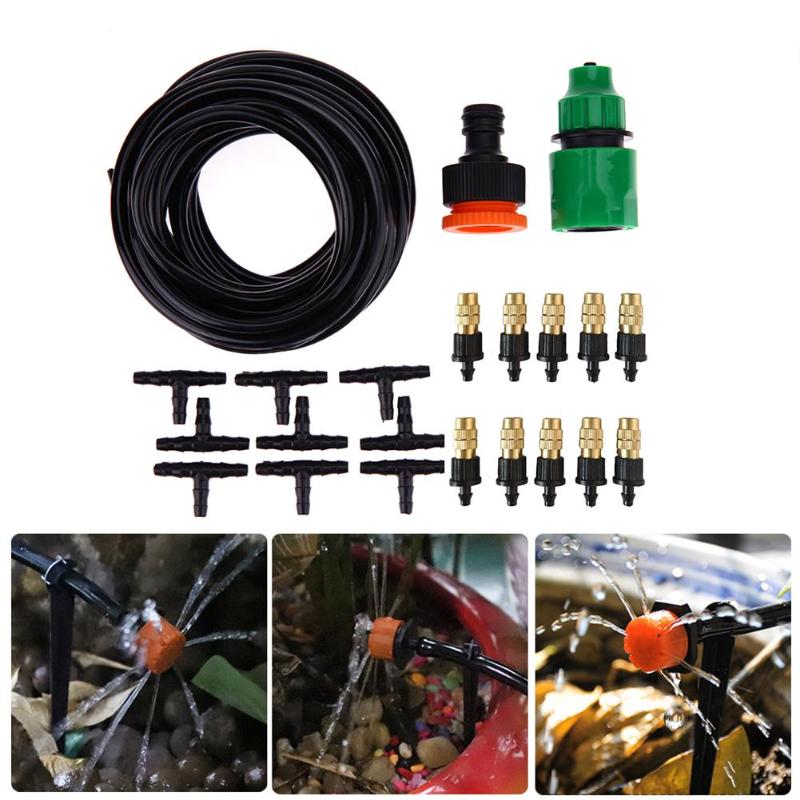 5M 10pcs Nozzles Kit DIY Drip Irrigation System Automatic Watering Garden Hose Micro Drip Garden Watering Kits Sprinkler Set - ebowsos