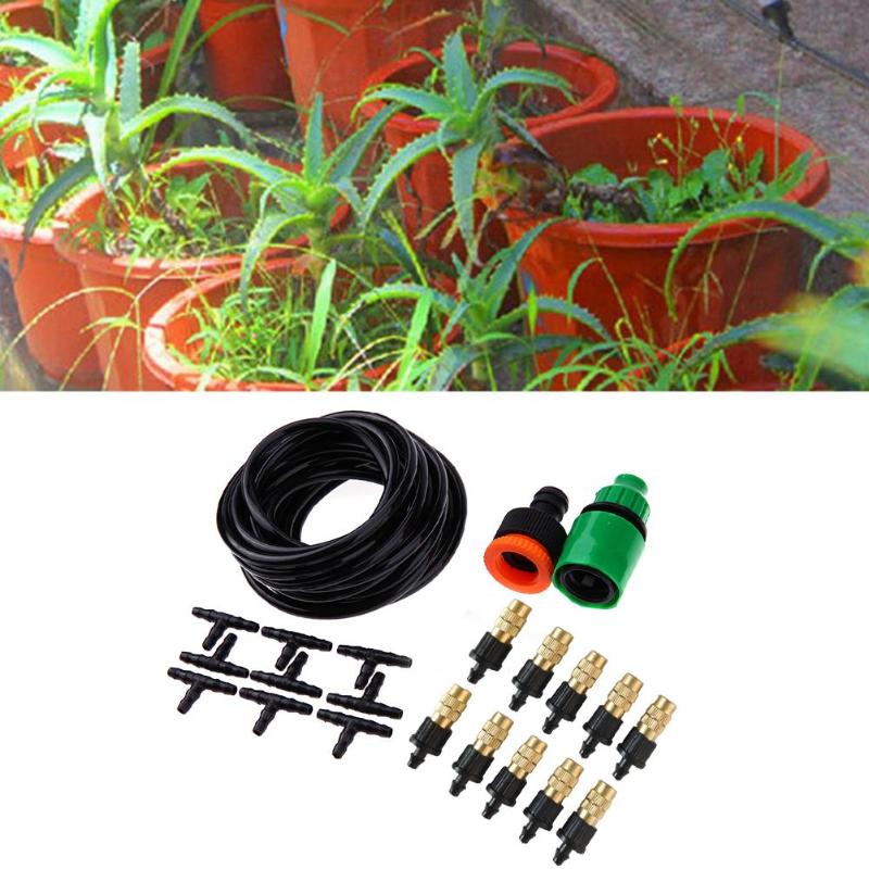 5M 10pcs Nozzles Kit DIY Drip Irrigation System Automatic Watering Garden Hose Micro Drip Garden Watering Kits Sprinkler Set - ebowsos