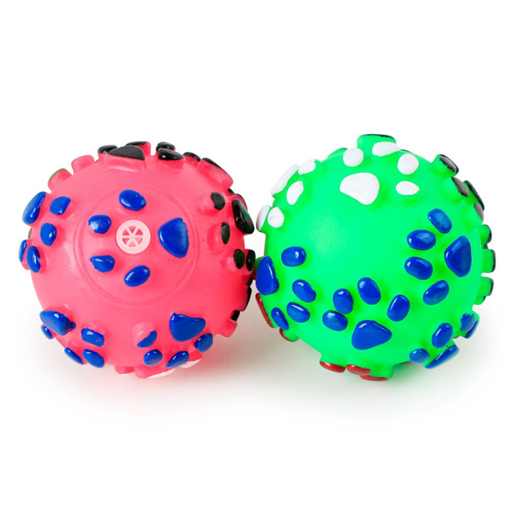 5PCS Pet Toy Silicone Vocal Footprints Ball Bite Resistant Cute Ball Dog Chew Toy Pet Squeaky Toy For Training-ebowsos