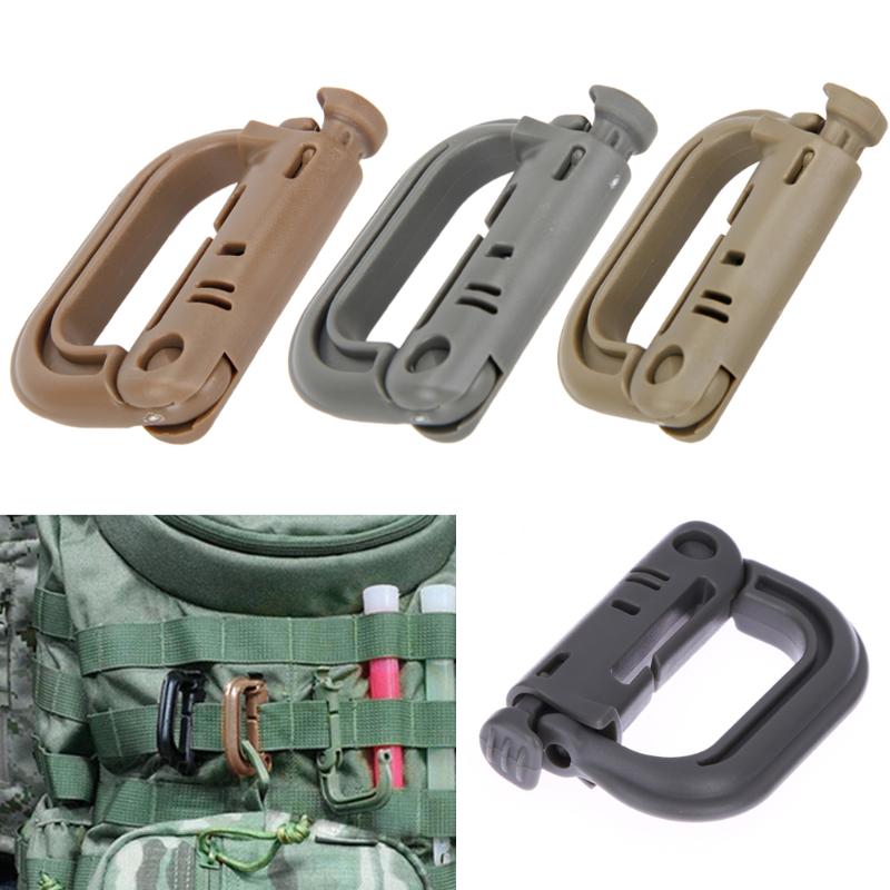 5PCS/SET Tactical Backpack EDC Shackle Snap D Locking Ring Mount D-Ring Clip KeyRing New Carabiner Hook Buckle Climbing Outdoor-ebowsos