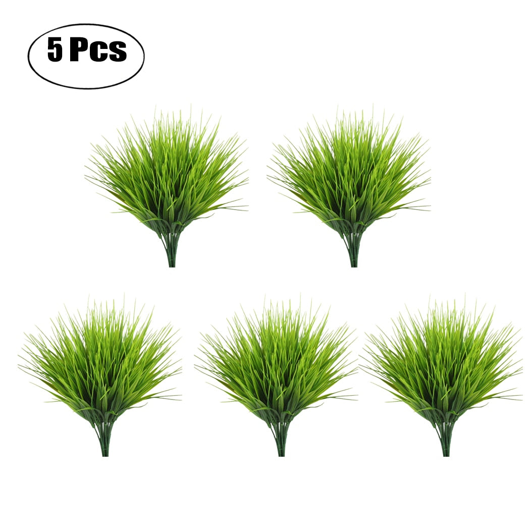 5PCS/Set Artificial Grass Plant Decorative Bendable Fake Plant Fake Grass Plant Home Office Decoration-ebowsos