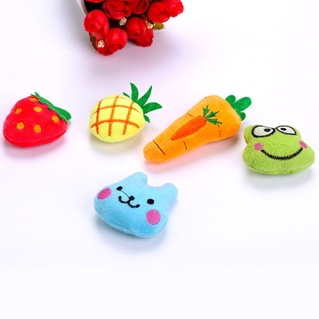 5Pcs Funny Cute Cat Toys Pineapple Strawberry Carrot Frog Bear Dolls Interactive Kitten Toys Catnip Toys Pet Supplies-ebowsos